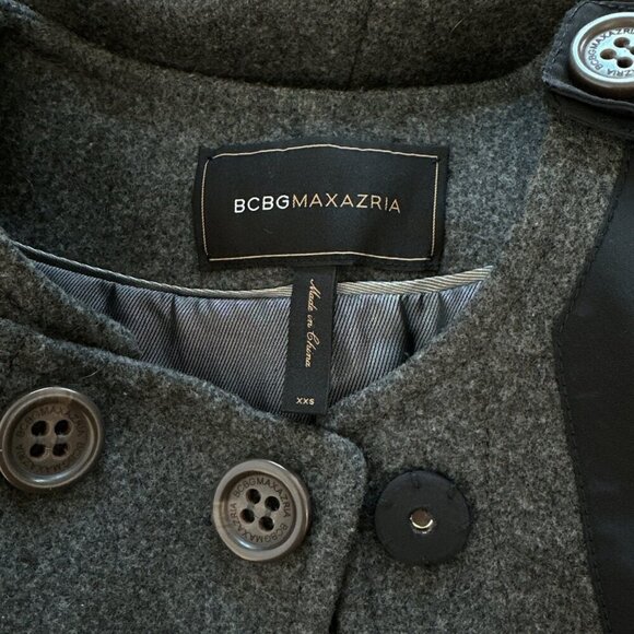 BCBGMaxazria Charcoal Gray and Black Wool Cashmere Blend Bomber Jacket Coat XXS - Picture 5 of 5